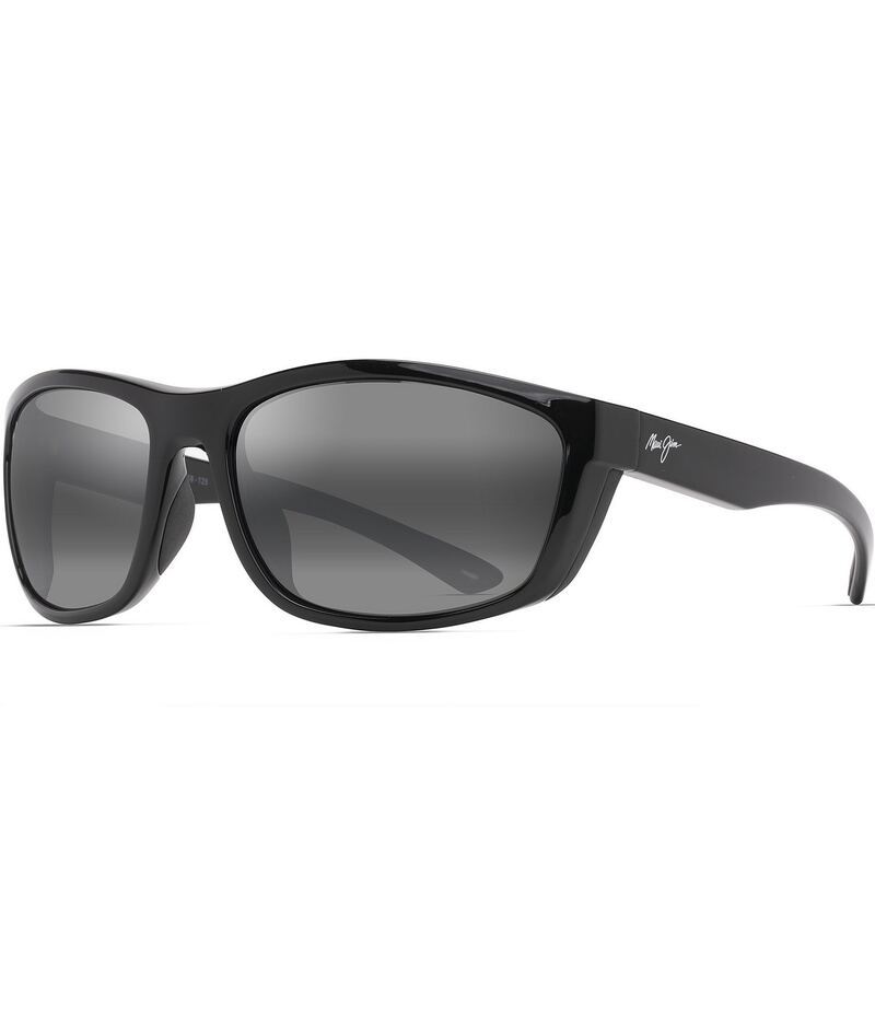 マウイ体育館 レディース 付属品 サングラス・アイウェア つけ加える大きさ Maui Jim Unisex Nuu Landing PolarizedPlus2R 62粍 Wrap Sunglasses Black Gloss 黒いこと