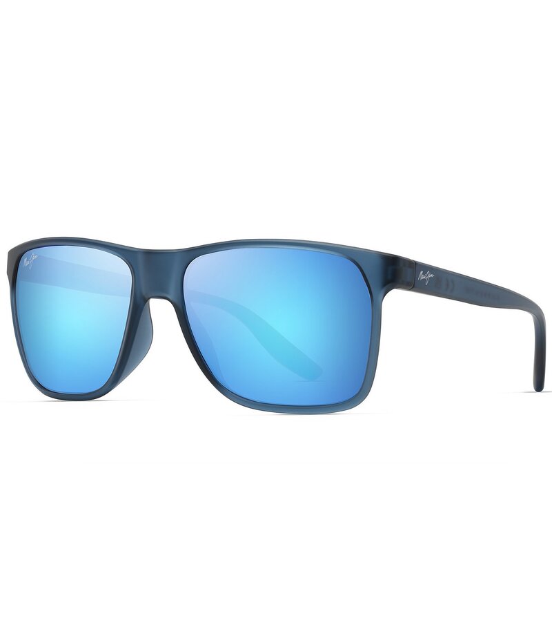 マウイジム レディース アクセサリー サングラス・アイウェア プラスサイズ Maui Jim Men's Pailolo PolarizedPlus2R 58.5mm Rectangle Mirrored Sunglasses Matte Navy ネイビー