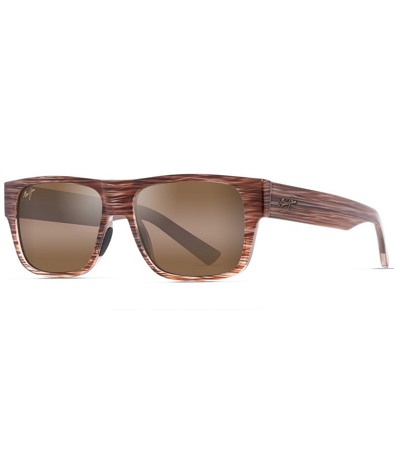 マウイ体育館 レディース 付属品 サングラス・アイウェア つけ加える大きさ Maui Jim Unisex Keahi PolarizedPlus2R 56粍 Rectangle Sunglasses Brown Stripe 赤銅色