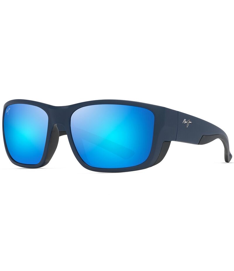 マウイジム レディース アクセサリー サングラス・アイウェア プラスサイズ Maui Jim Men's Amberjack PolarizedPlus2R 60mm Mirrored Wrap Sunglasses Matte Dark Navy ネイビー