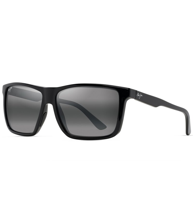 マウイ体育館 レディース 付属品 サングラス・アイウェア つけ加える大きさ Maui Jim Men\u0027s Mamalu Bay PolarizedPlus2R 59.5粍 Square Sunglasses Gloss Black 黒いこと
