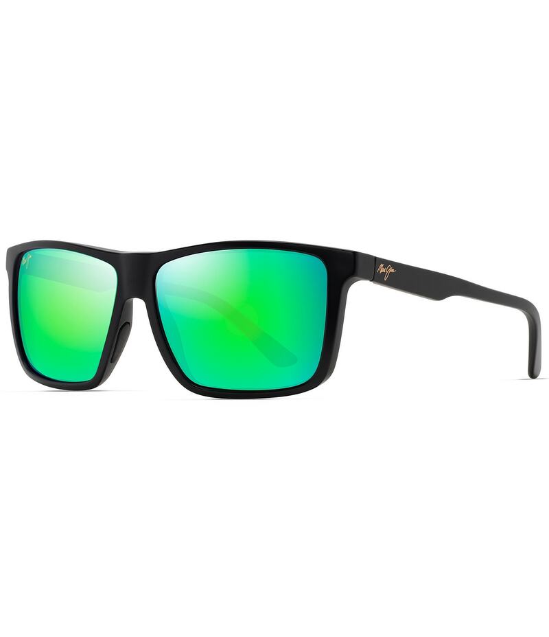 マウイ体育館 レディース 付属品 サングラス・アイウェア つけ加える大きさ Maui Jim Men\u0027s Mamalu Bay PolarizedPlus2R 59.5粍 Mirrored Square Sunglasses Matte Black 黒いこと