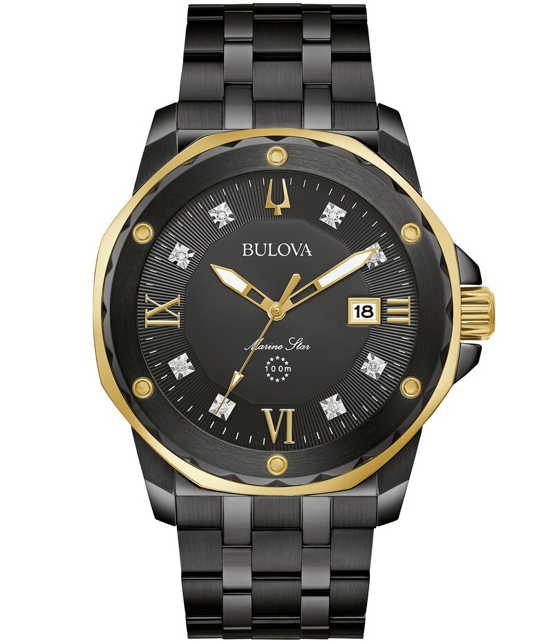 ブロバ レディース 付属品 ウオッチ Bulova Marine Star Collection Men\u0027s Black Dial Quartz Analog Watch Black 黒いこと