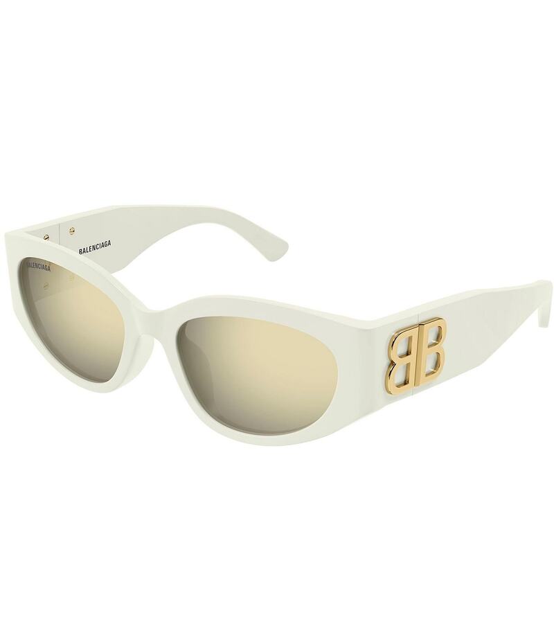 バレンシアガ レディース 付属物 サングラス・アイウェア Balenciaga Women\u0027s Bossy 55粍 Oval Sunglasses Shiny Solid Ivory 象牙色