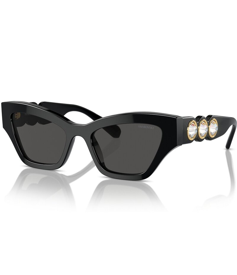 スワロフスキー レディース アクセサリー サングラス・アイウェア Swarovski Women's SK6021 53mm Cat Eye Sunglasses Black ブラック