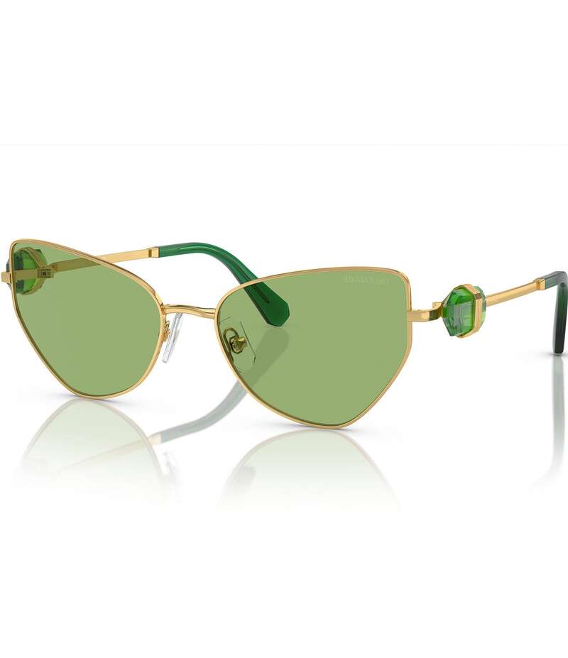 スワロフスキー レディース 付属品 サングラス・アイウェア Swarovski Women\u0027s SK7003 57粍 Statement Cat Eye Sunglasses Gold/Green 緑であること