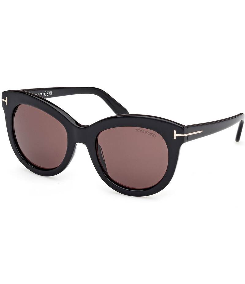 トム・フォード レディース アクセサリー サングラス・アイウェア TOM FORD Women's Odette 53mm Round Sunglasses Shiny Black/Brown ブラック
