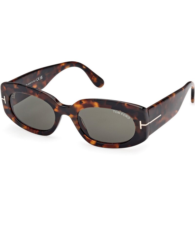 トム・ジェラルド・r・フォード レディース 付属物 サングラス・アイウェア TOM FORD Women\u0027s Cielle 52粍 Tortoise Frame Oval Sunglasses Shiny Dark Havana/Green 緑であること