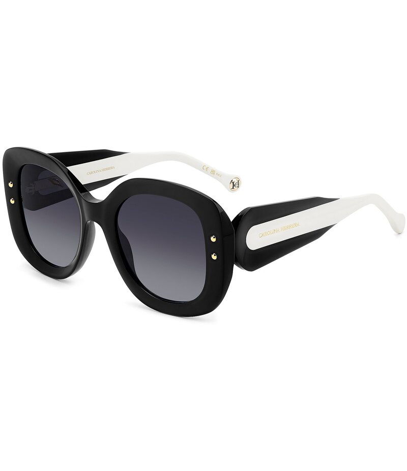 キャロライナヘレラ レディース 付属物 サングラス・アイウェア Carolina Herrera Women\u0027s HER0254 53粍 Rectangle Sunglasses Black 黒いこと