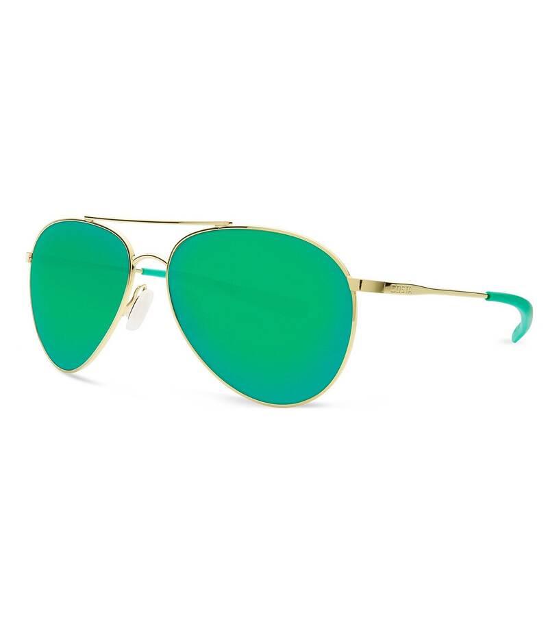 コスタ レディース 付属品 サングラス・アイウェア Costa Piper Polarized Aviator Sunglasses Shiny Gold/Green Mirror 緑であること