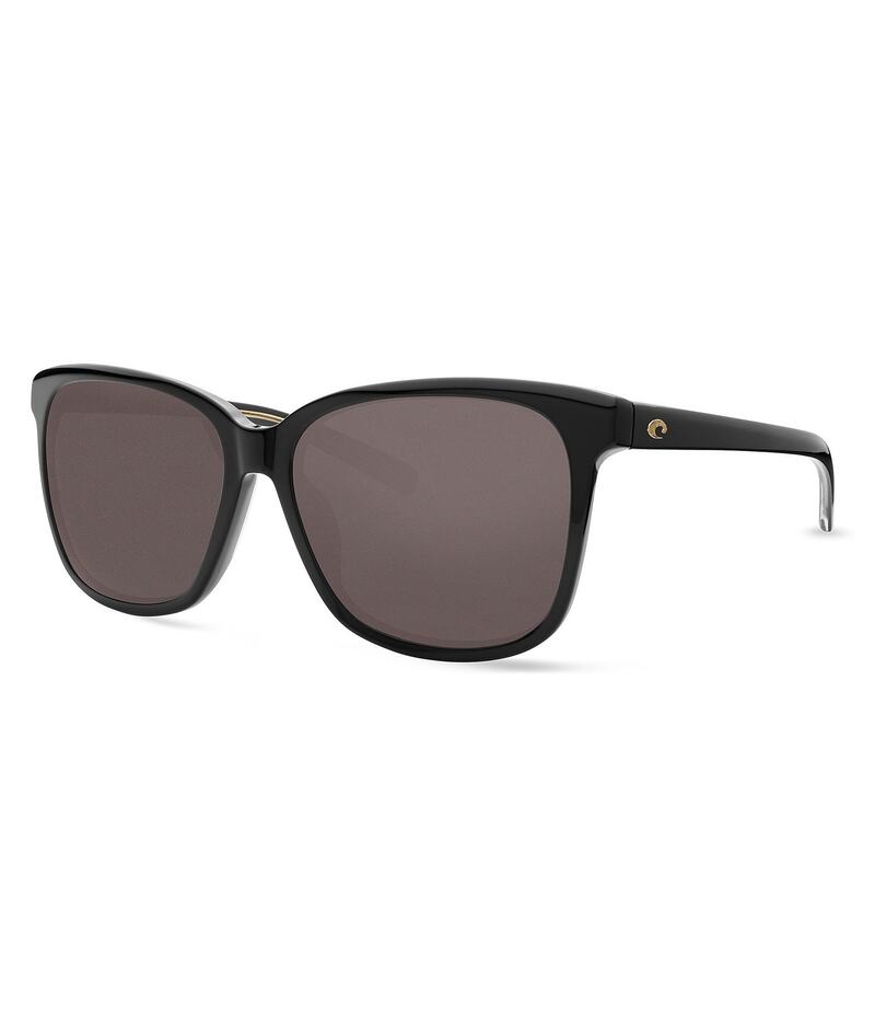 コスタ レディース 付属品 サングラス・アイウェア Costa May Polarized Square Sunglasses Shiny Black 黒いこと