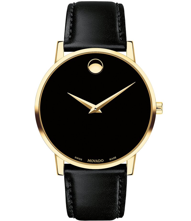 モバド レディース アクセサリー 腕時計 Movado Museum Classic Gold-Toned Case Black Calfskin Watch Black ブラック