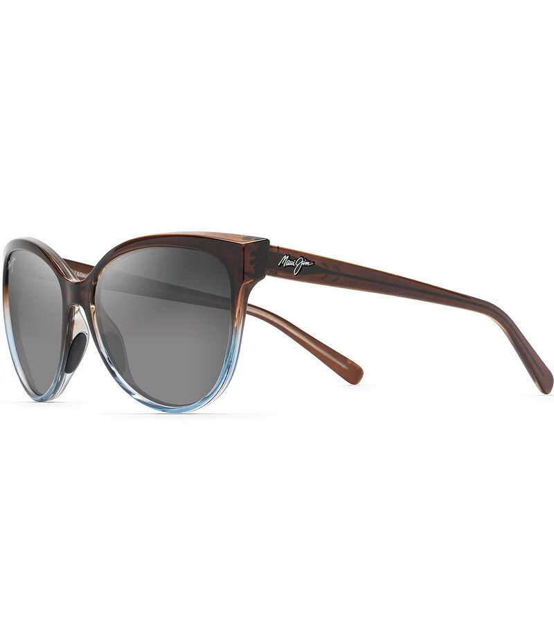 マウイ体育館 レディース 付属品 サングラス・アイウェア つけ加える大きさ Maui Jim \u0027Olu \u0027Olu PolarizedPlus2R Cat Eye 57粍 Sunglasses Translucent Dark Chocolate 黒茶
