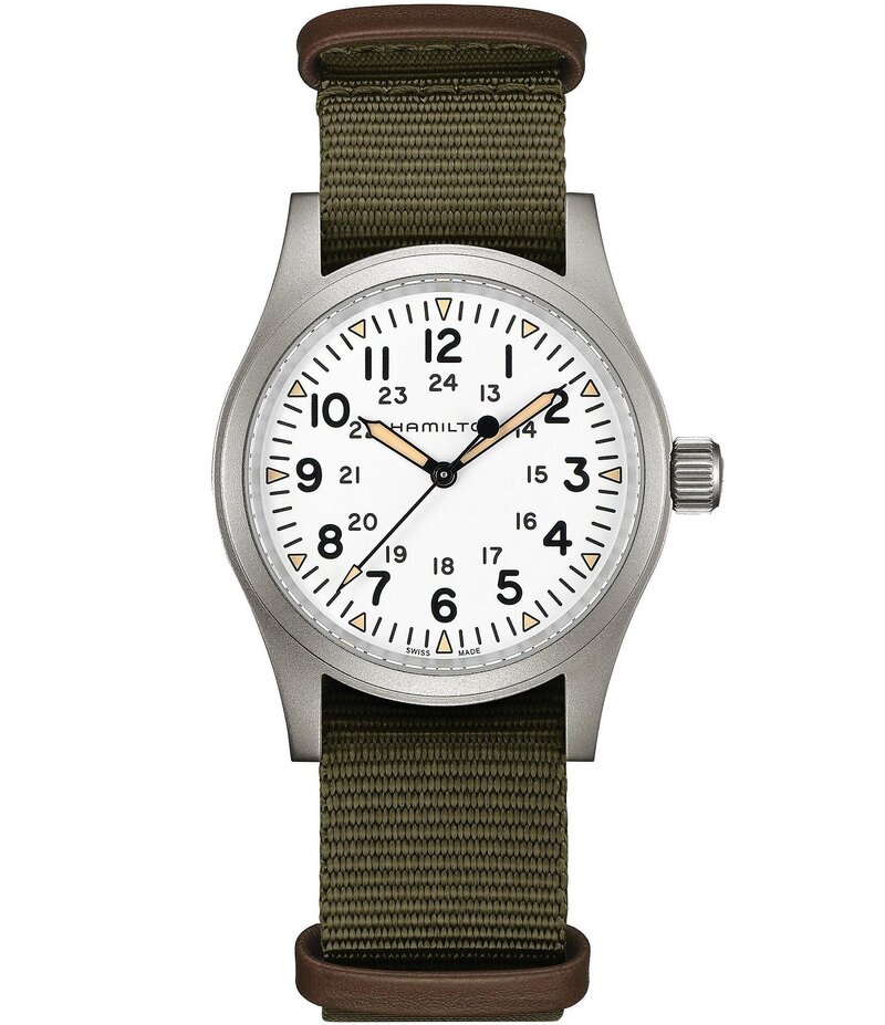ハミルトン レディース 付属品 ウオッチ Hamilton Khaki Field Mechanical NATO Strap Watch Green 緑であること