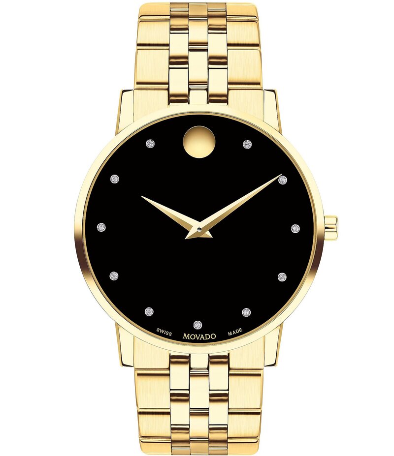 モバド レディース アクセサリー 腕時計 Tシャツ Movado Men's Museum Classic Quartz Analog Gold Stainless Steel Bracelet Watch Gold ゴールド