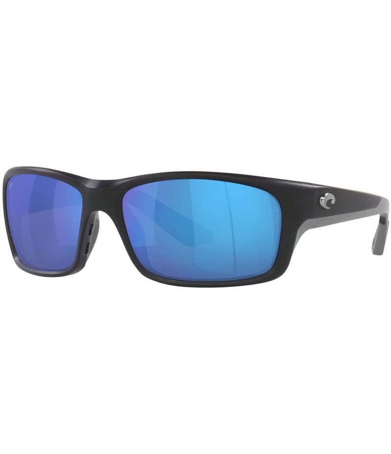 コスタ レディース アクセサリー サングラス・アイウェア Costa Men's Mirrored 580G Polarized Rectangle Sunglasses Matte Black/Blue ブラック