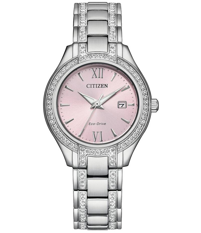 シチズン レディース 佩び物 ウォッチ プルオーバー Citizen Women\u0027s Silhouette Crystal Three Hand Stainless Steel Pink Dial Bracelet Watch Silver しろがね色