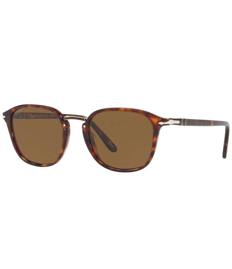 ペルソル レディース 付属物 サングラス・アイウェア Persol Unisex PO3186S Tortoise 53粍 Round Polarized Sunglasses Tortoise