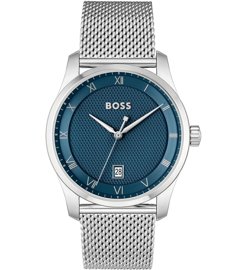 ヒューゴボス レディース アクセサリー 腕時計 メッシュ Tシャツ Hugo Boss Men's Principle Quartz Analog Stainless Steel Mesh Bracelet Watch Silver シルバー