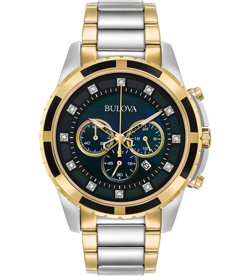 ブロバ レディース アクセサリー 腕時計 Tシャツ Bulova Men Diamond Accent Chronograph Two Tone Stainless Steel Bracelet Watch Two Tone