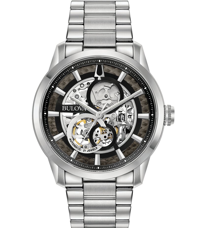 ブロバ レディース 付属品 ウオッチ プルオーバー Bulova Men\u0027s Sutton Classic Mechanical Automatic Stainless Steel Bracelet Watch Silver しろがね色