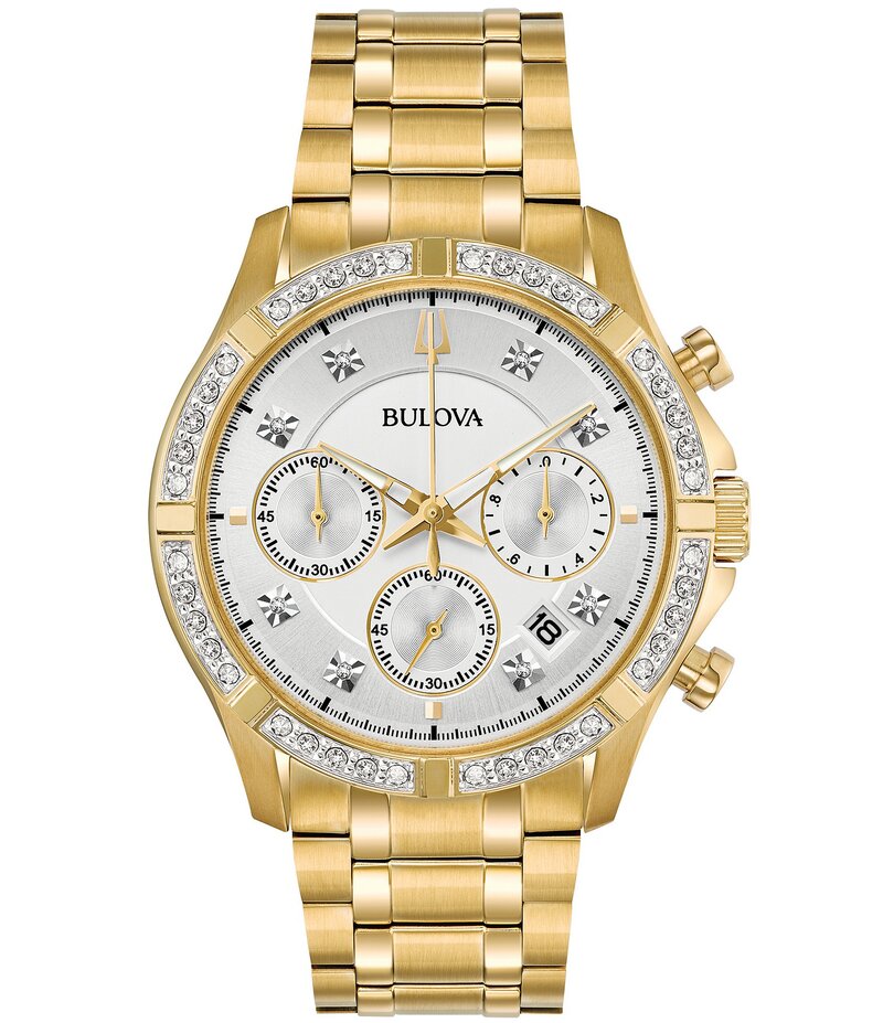 ブロバ レディース 付属品 ウオッチ プルオーバー Bulova Men\u0027s Diamond Accent Chronograph Gold Stainless Steel Bracelet Watch Gold ゴールド