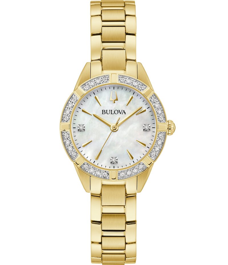 ブロバ レディース アクセサリー 腕時計 Bulova Sutton Collection Women Crystal Mother Of Pearl Bracelet Watch Gold ゴールド
