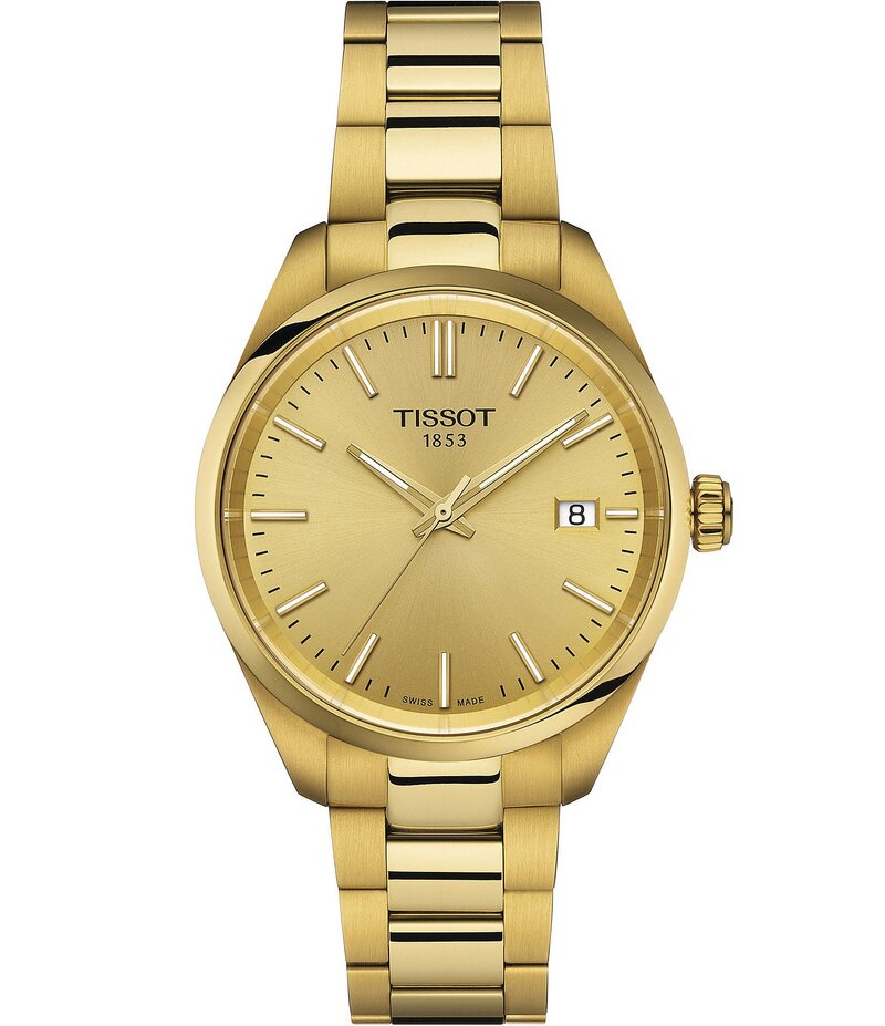 ティソット レディース アクセサリー 腕時計 Tシャツ Tissot Women's Pr100 Quartz Analog Gold Tone Stainless Steel Bracelet Watch Gold ゴールド