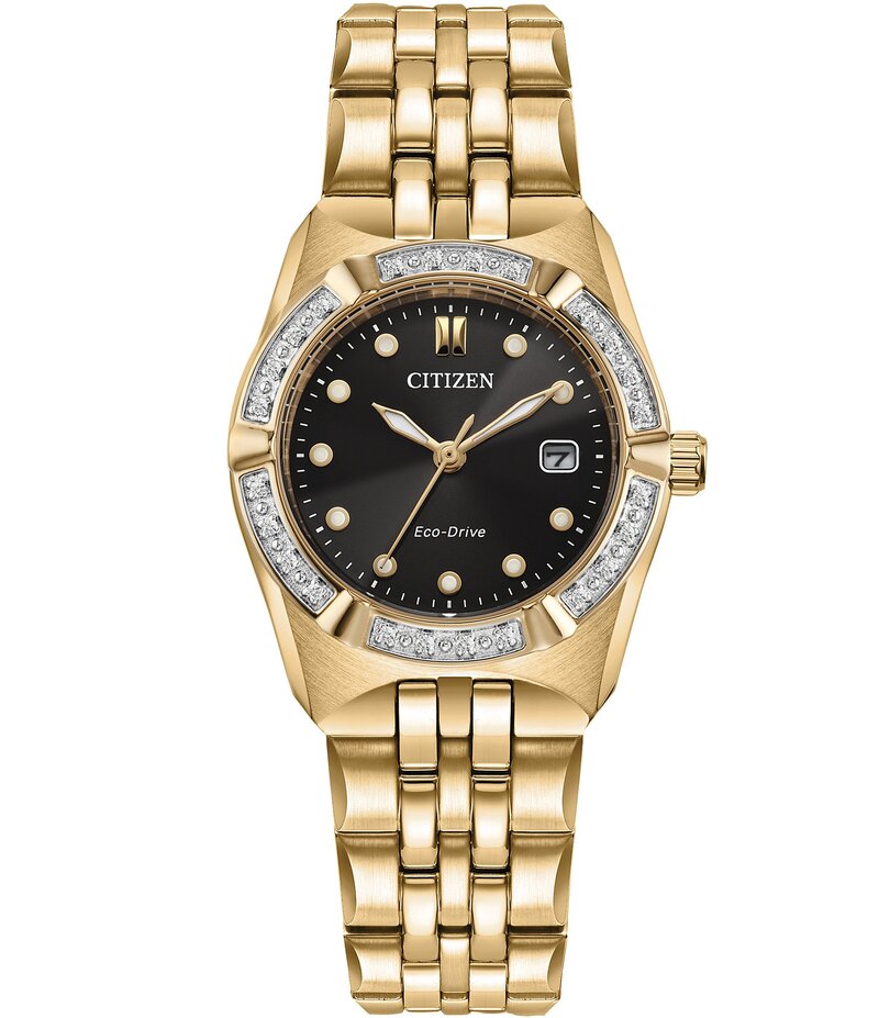 シチズン レディース アクセサリー 腕時計 Tシャツ Citizen Women Corso Diamond Three Hand Gold Tone Stainless Steel Bracelet Watch Gold ゴールド