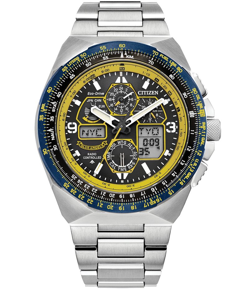 シチズン レディース アクセサリー 腕時計 Tシャツ Citizen Men's Promaster Skyhawk A-T Chronograph 46mm Stainless Steel Bracelet Watch Silver シルバー