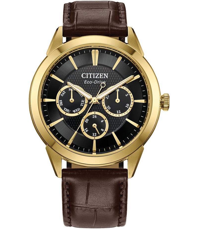 シチズン レディース アクセサリー 腕時計 レザー Citizen Men's Classic Eco Wr100 Chronograph Brown Leather Strap Watch Brown ブラウン｜ReVida 店