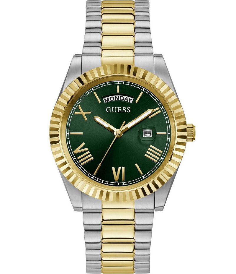 ゲス レディース アクセサリー 腕時計 Tシャツ Guess Unisex Conn Analog Two Tone Stainless Steel Bracelet Watch Two Tone/Green グリーン|ReVida 店
