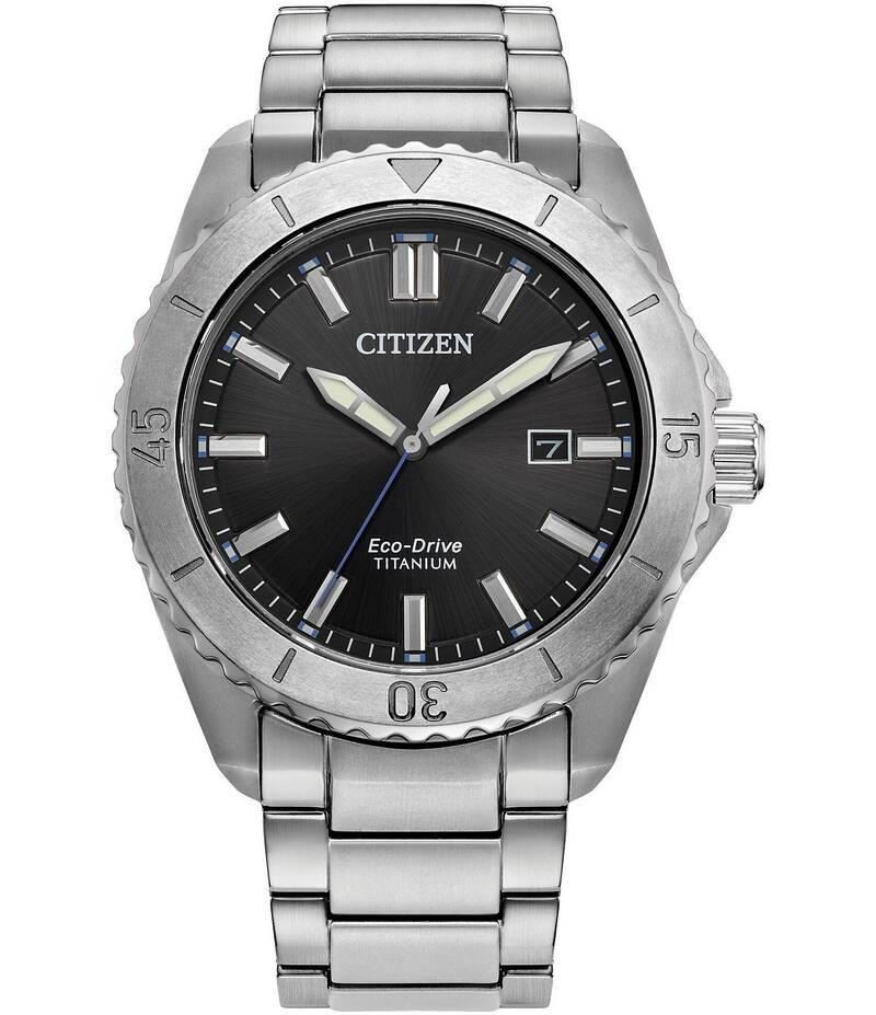シチズン レディース アクセサリー 腕時計 Citizen Men Eco WR100 Three Hand Titanium Bracelet Watch Silver/Black ブラック