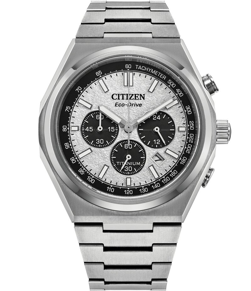 シチズン レディース 付属品 ウオッチ Citizen Men\u0027s Eco WR100 Chronograph Titanium Bracelet Watch Silver しろがね色