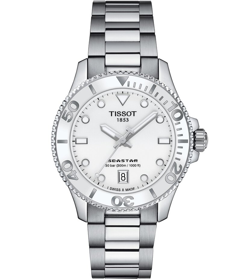 ティソット レディース アクセサリー 腕時計 Tシャツ Tissot Unisex Seastar 1000 Quartz Analog Stainless Steel Silver Bracelet Watch Silver シルバー