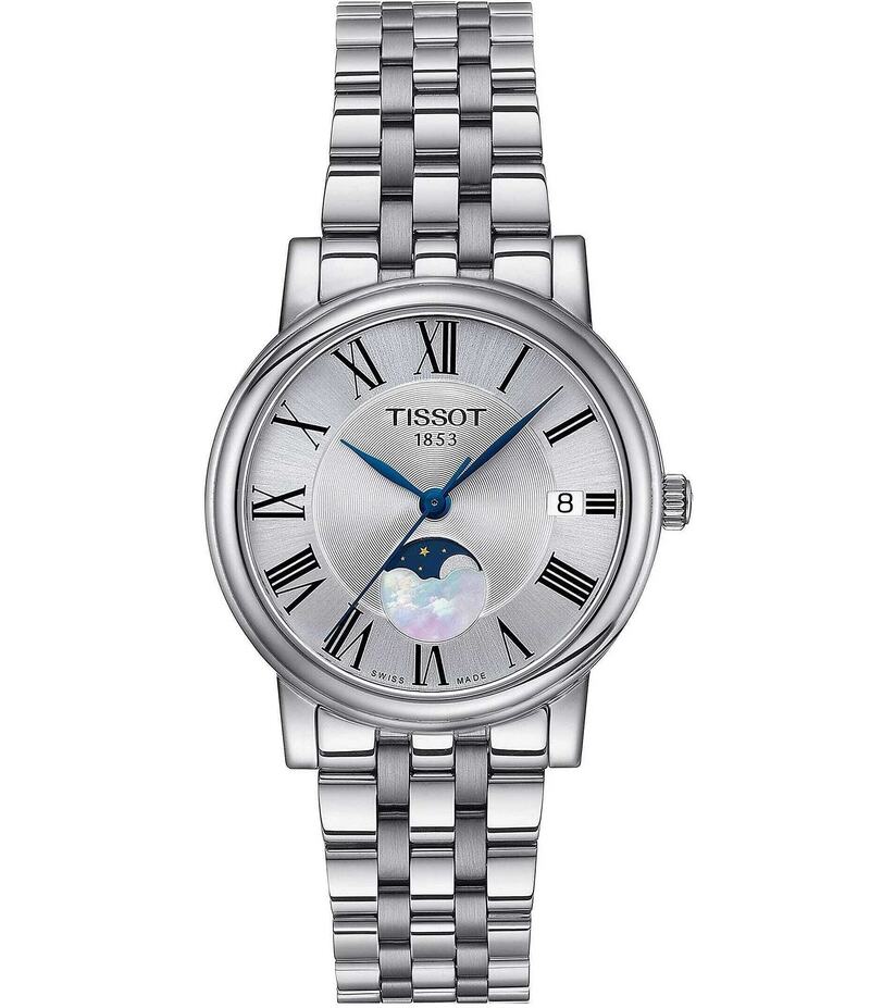 ティソット レディース アクセサリー 腕時計 Tシャツ Tissot Women Carson Lady Premium Moonphase Quartz Analog Stainless Steel Bracelet Watch Silver シルバー