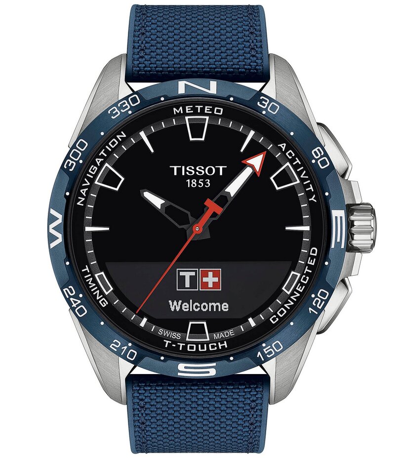 ティソット レディース アクセサリー 腕時計 Tissot Men's T-Touch Connect Solar Blue Fabric Strap Smart Watch Blue ブルー