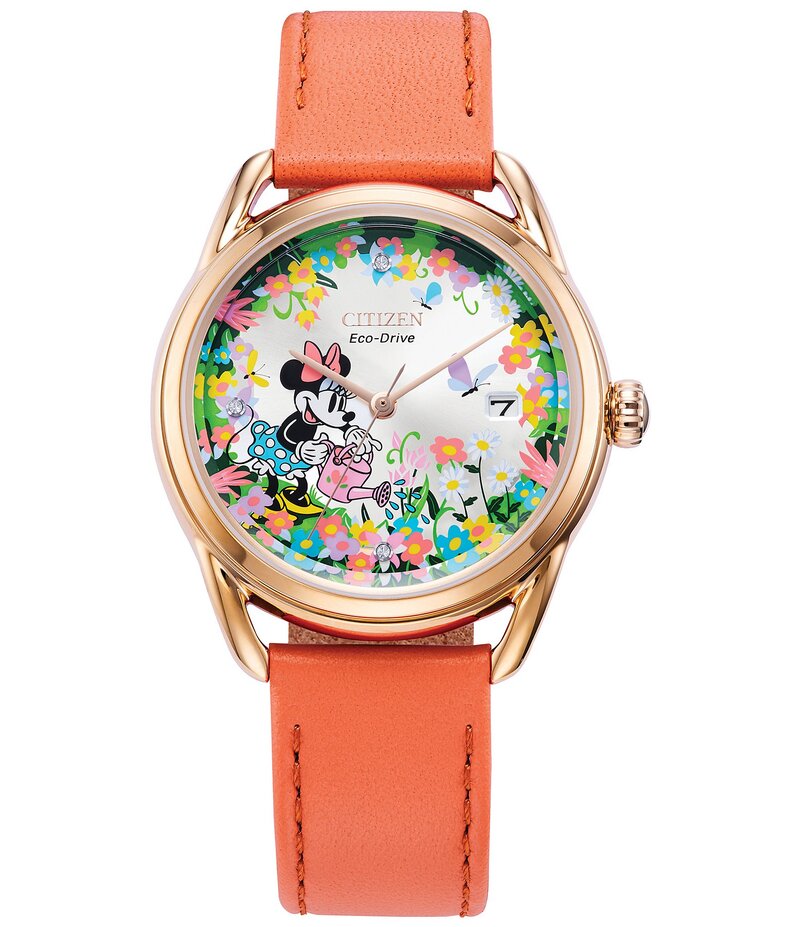 シチズン レディース 佩び物 ウォッチ なめし革 Citizen Women\u0027s Disney Collection Gardening Minnie Three Hand Pink Leather Strap Watch Pink サクラ色
