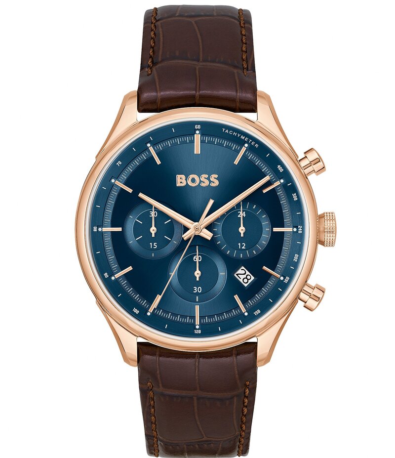ヒューゴボス レディース アクセサリー 腕時計 レザー Hugo Boss Men's Gregor Quartz Chronograph Brown Leather Strap Watch Brown ブラウン