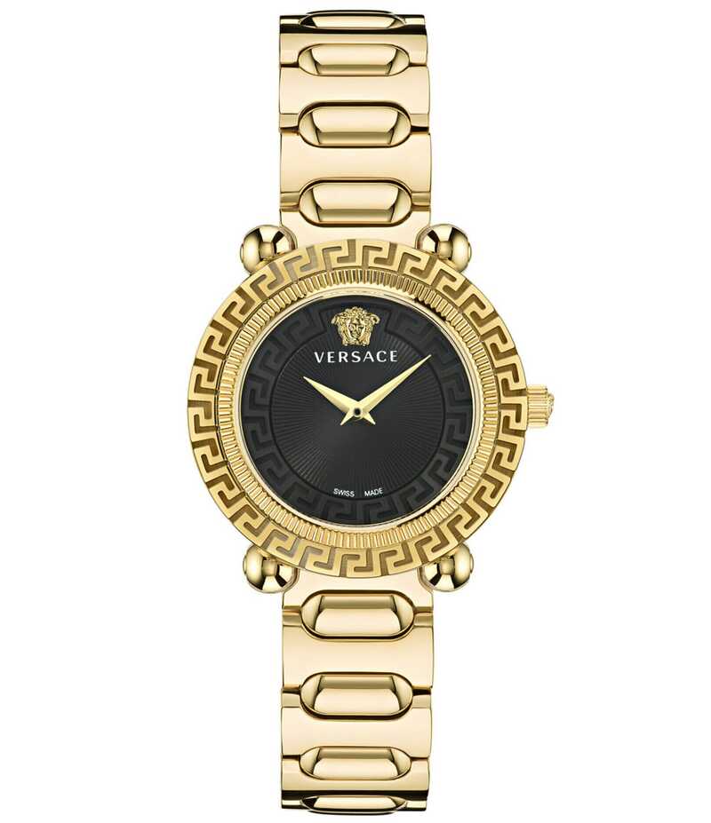 ヴェルサーチ レディース アクセサリー 腕時計 Tシャツ Versace Women's Greca Twist Quartz Analog Gold Stainless Steel Bracelet Watch Gold ゴールド