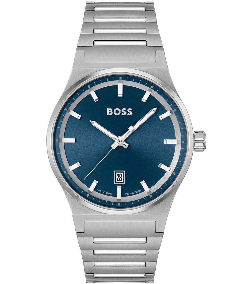 ヒューゴボス レディース アクセサリー 腕時計 Tシャツ Hugo Boss Men's Candor Quartz Analog Stainless Steel Bracelet Watch Silver シルバー