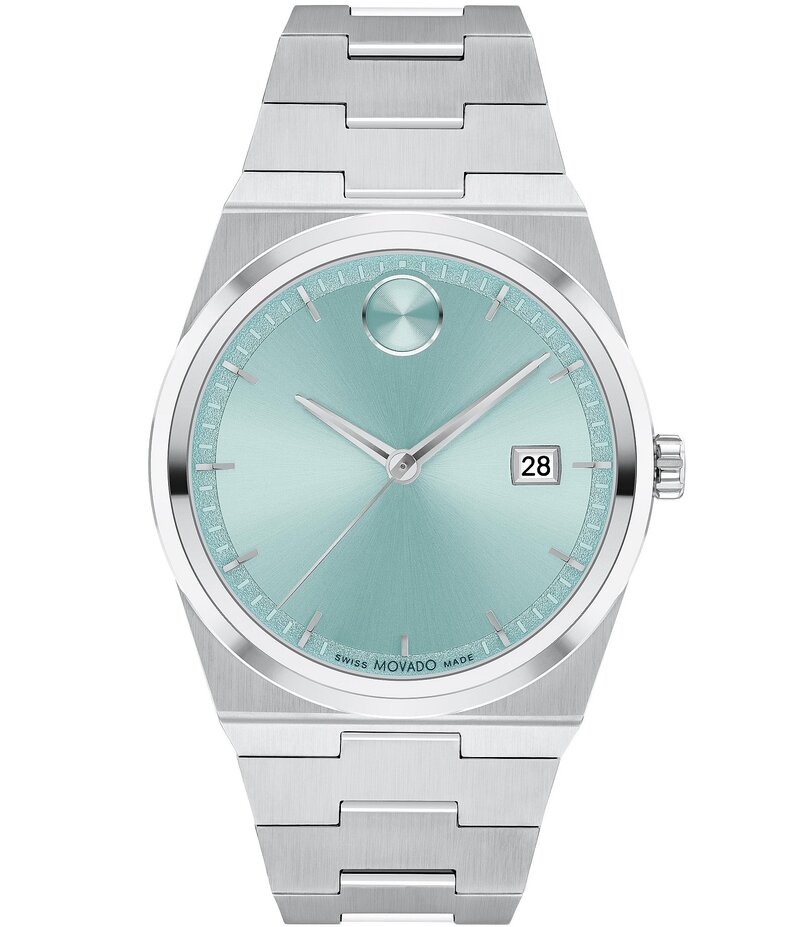 モバド レディース 付属品 ウオッチ プルオーバー Movado Bold Men\u0027s Blue Seafoam Quest Quartz Analog Stainless Steel Bracelet Watch Silver しろがね色