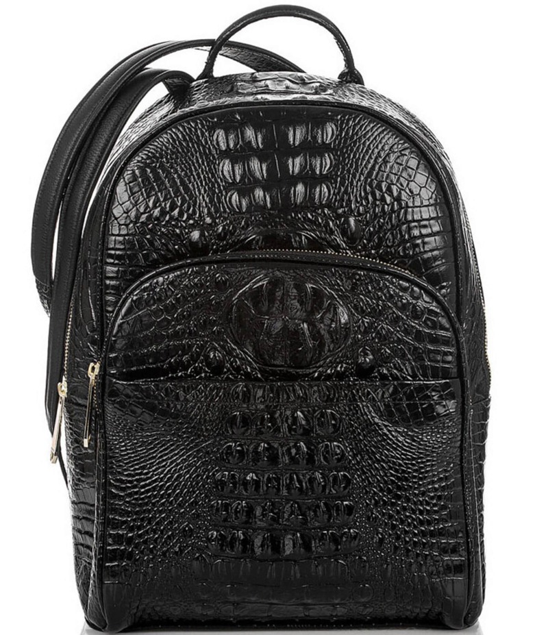 ブランミン レディース 御徒面子 うしろ側容器に並べる・背嚢 BRAHMIN Melbourne Collection Dartmouth Crocodile-Embossed Backpack Black 黒いこと