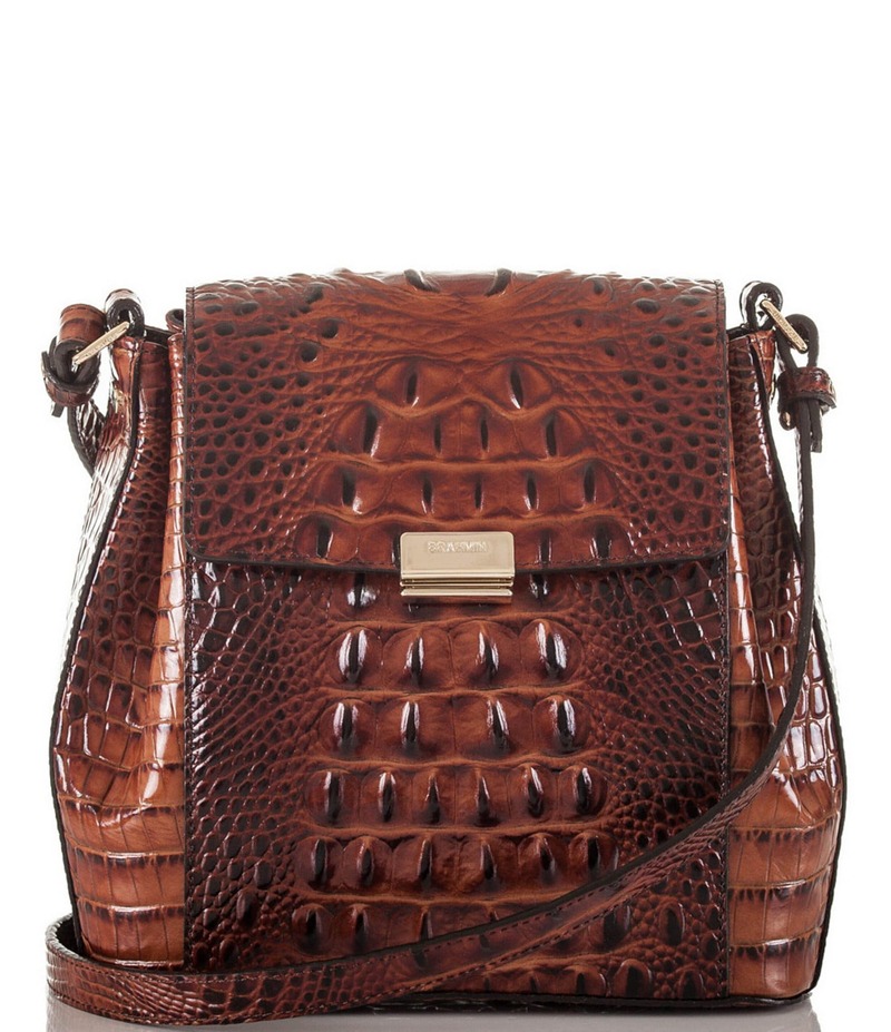 ブランミン レディース バッグ ショルダーバッグ BRAHMIN Melbourne Collection Margo Crocodile-Embossed Crossbody Bag Pecan