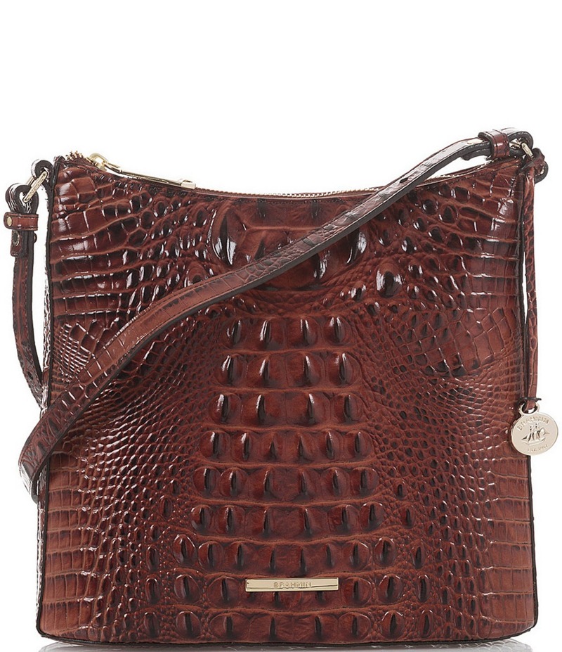 ブランミン レディース バッグ ショルダーバッグ レザー BRAHMIN Melbourne Collection Katie Leather Crocodile-Embossed Crossbody Bag Pecan