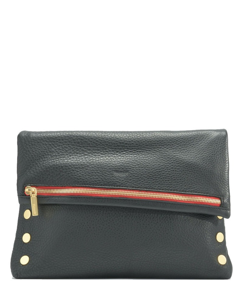 ハミット レディース 御徒面子 ショルダーバッグ なめし革 Hammitt 大物 Fold-Over Leather Red Zipper Large Crossbody Bag Black/Brushed Gold/Red Zipper 黒いこと