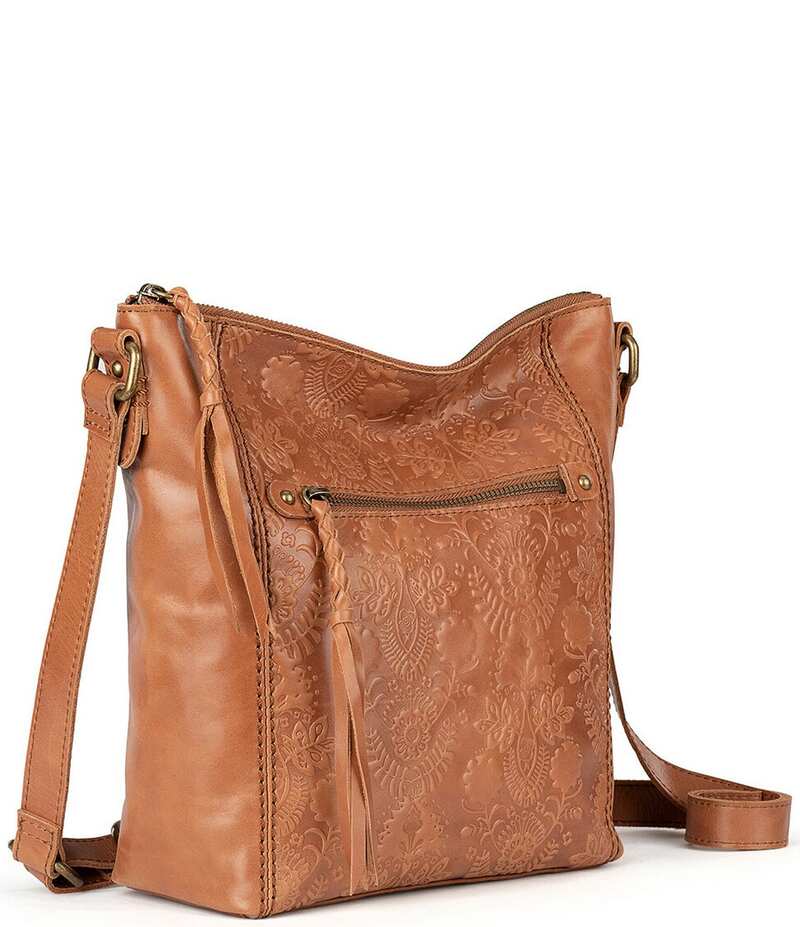 ザサック レディース バッグ ショルダーバッグ レザー The Sak Ashland Leather Crossbody Bag Tobacco Floral Embossed RB
