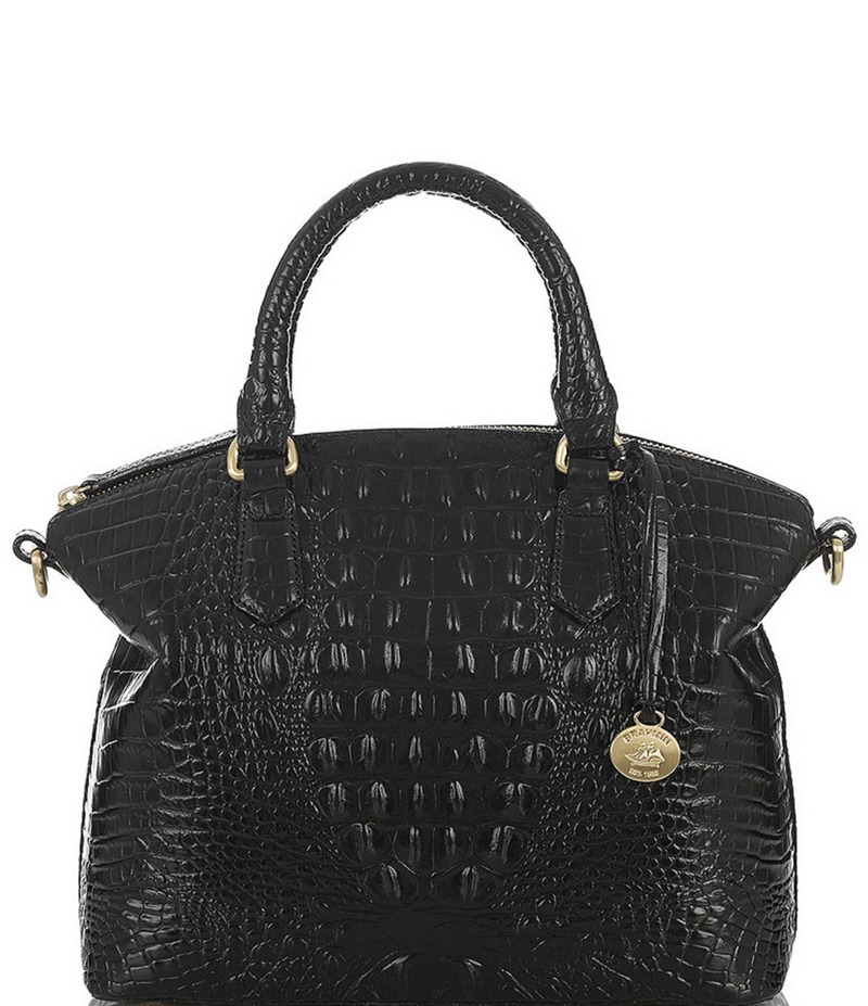 ブランミン レディース バッグ ハンドバッグ レザー BRAHMIN Melbourne Collection Duxbury Leather Crocodile-Embossed Satchel Bag Black ブラック