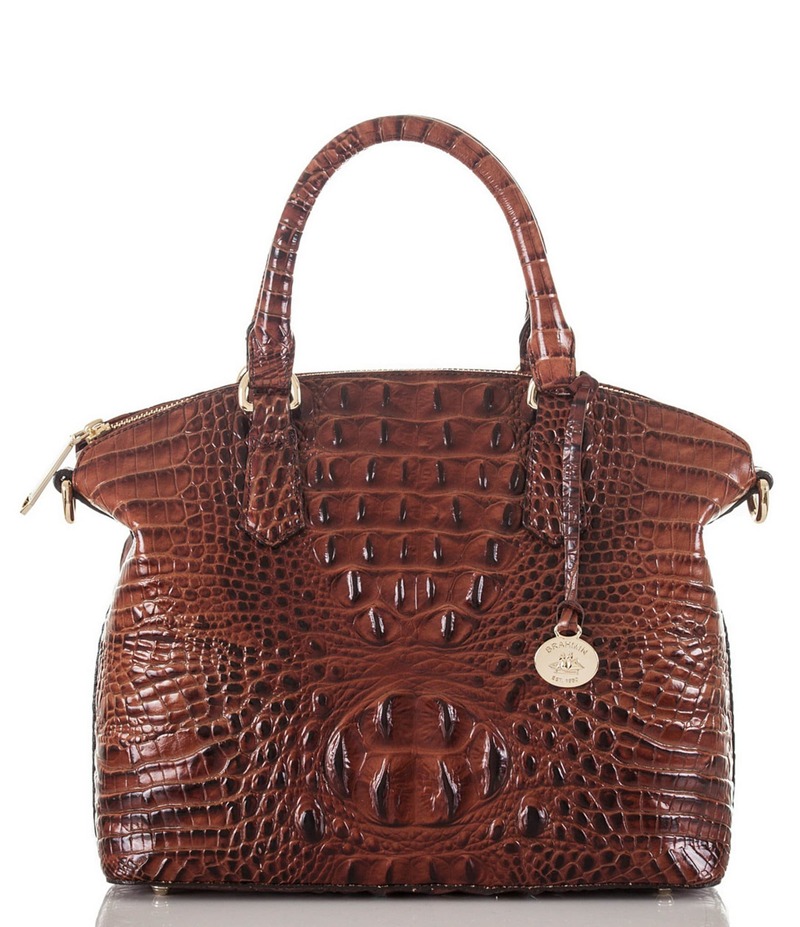 ブランミン レディース バッグ ハンドバッグ レザー BRAHMIN Melbourne Collection Duxbury Leather Crocodile-Embossed Satchel Bag Pecan