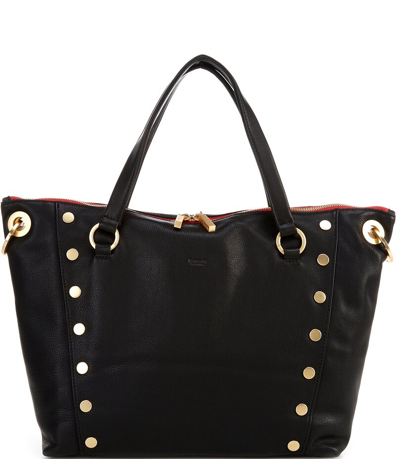 ハミット レディース 御徒面子 ショルダーバッグ Hammitt Daniel Rivet Large Red Zipper Gold Studded Shoulder Tote Bag Black/Brushed Gold 黒いこと